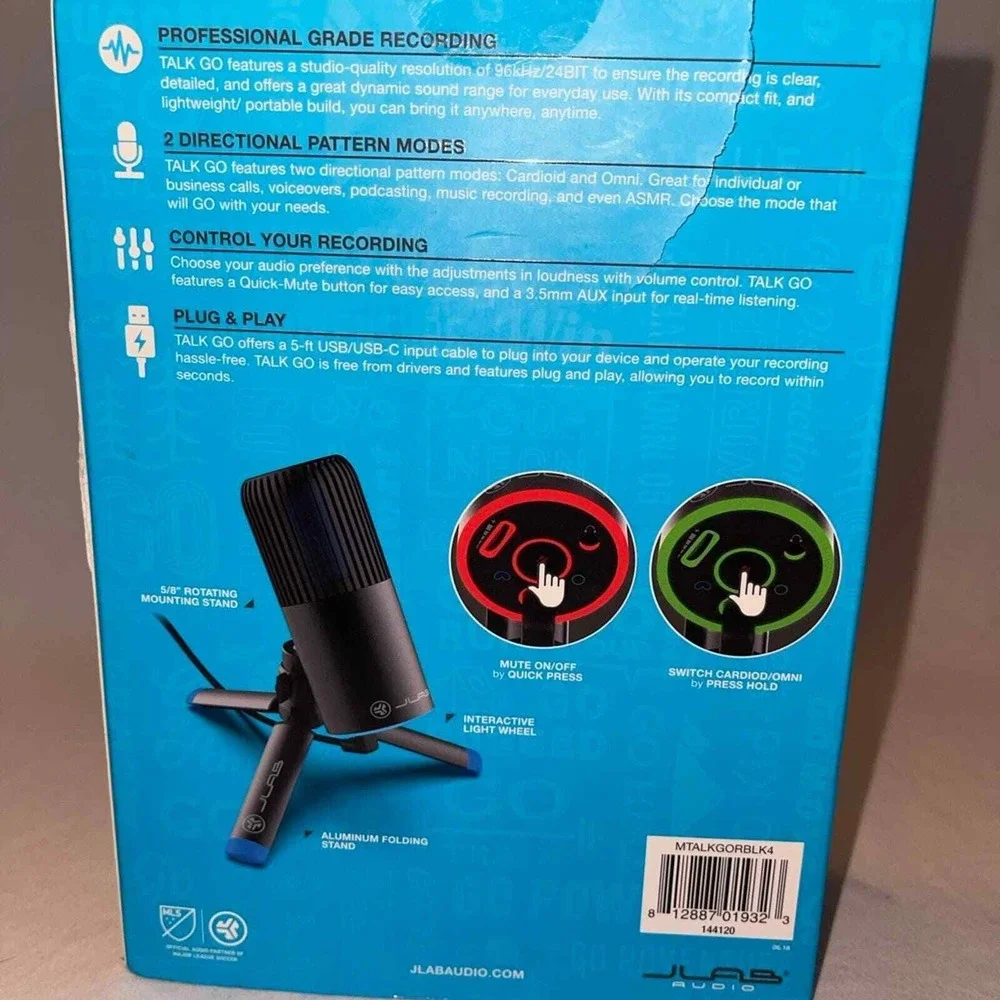 JLab Talk GO USB Condenser Microphone Cardioid Omnidirectional Tripod